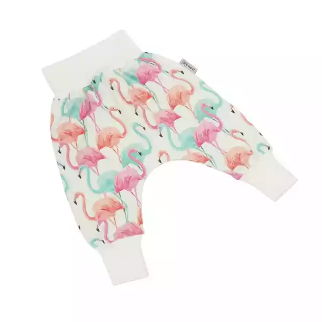 Spodnie Dla Niemowlaka Flamingi Na Ecru