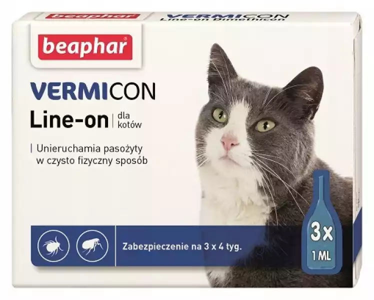 Beaphar Vermicon Krople Przeciwko Pasożytom Kot
