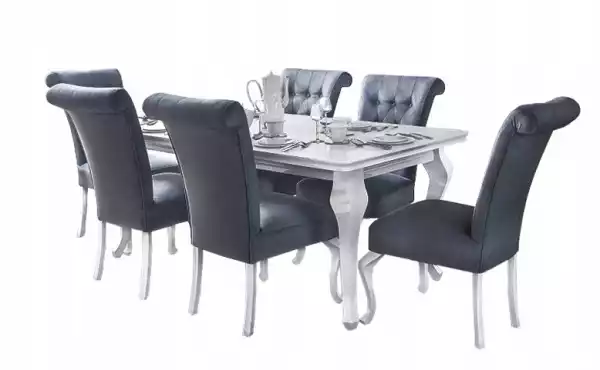 Zestaw Rozkładany Stół Z Krzesłami Glamour Połysk