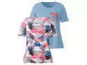 Esmara T-Shirty Damskie Z Bawełną, 2 Sztuki (M (40/42), Różowy/niebieski)