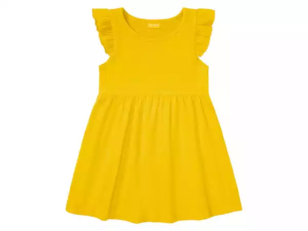 Lupilu Sukienka Dziewczęca Z Bawełną, Z Modnymi Falbankami (98/104, Żółty)