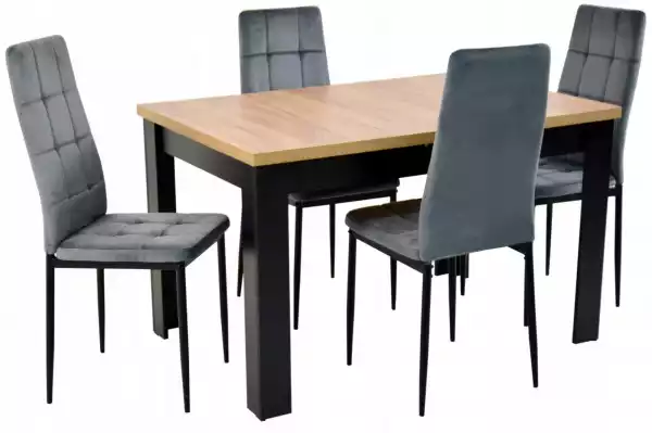Komplet 4 Krzeseł I Stół Rozkładany 80X120/160 Cm