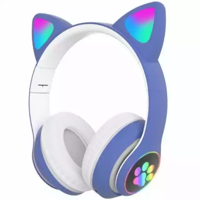 Słuchawki Nauszne Dla Dzieci Kocie Uszy, Niebieskie