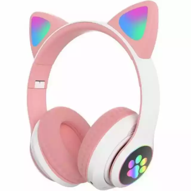 Słuchawki Nauszne Dla Dzieci Kocie Uszy, Różowe