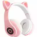 Słuchawki Nauszne Dla Dzieci Bluetooth B39 Kocie Uszy, Różowe