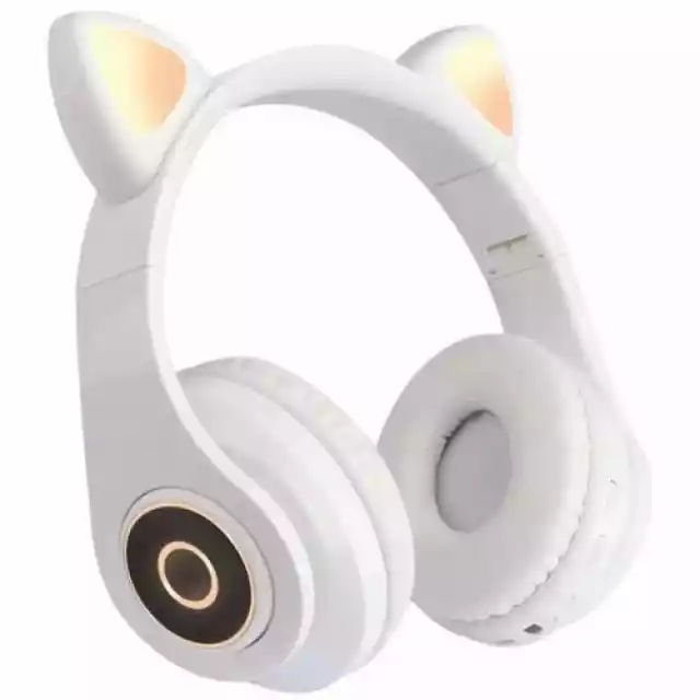Słuchawki Nauszne Dla Dzieci Bluetooth B39 Kocie Uszy, Białe