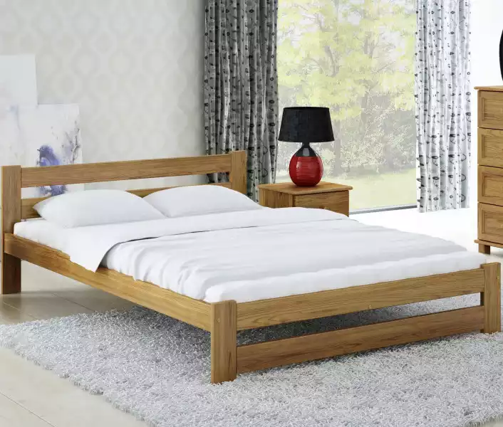 Łóżko Drewniane Sosnowe 140X200 Kada Dąb + Stelaż