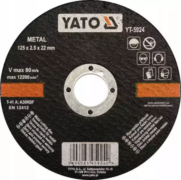 Tarcza Do Cięcia Metalu 125 X 22 Mm Yt-5924 Yato