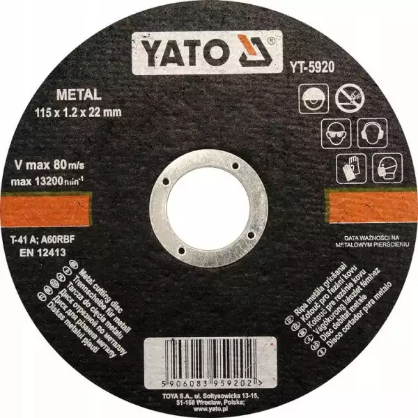 Tarcza Do Cięcia Metalu 115 X 1,2 X22 Yato Yt-5920