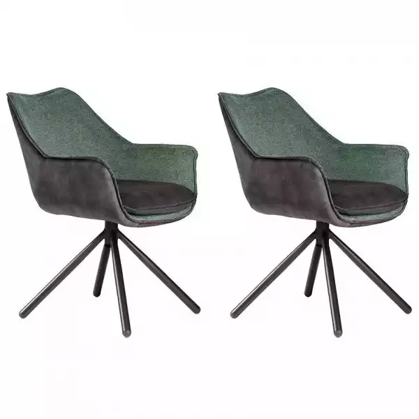 Zestaw 2 Krzeseł Montreal Zielony+Szary / Noga Czarna