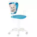 Krzesło Obrotowe Ministyle White Biały Kot Turkusowa Narzuta
