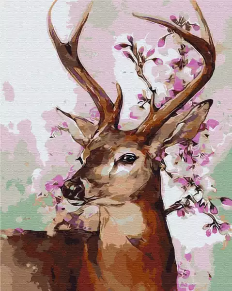 Symag Obraz Paint It! Malowanie Po Numerach. Jeleń I Kwiaty Wiśni