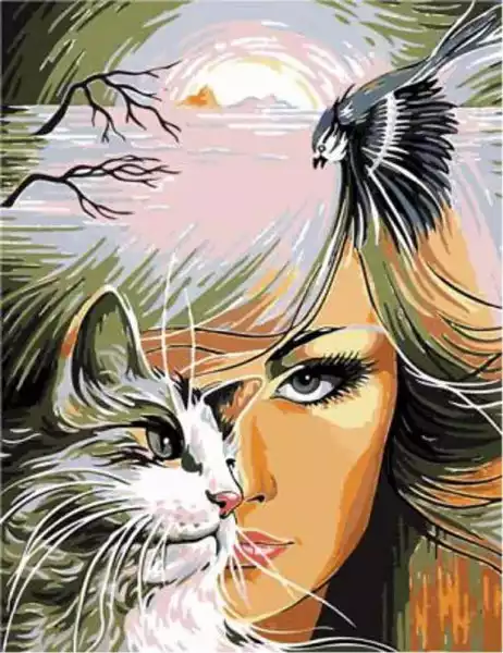 Norimpex Obraz Malowanie Po Numerach - Kobieta Z Kotem