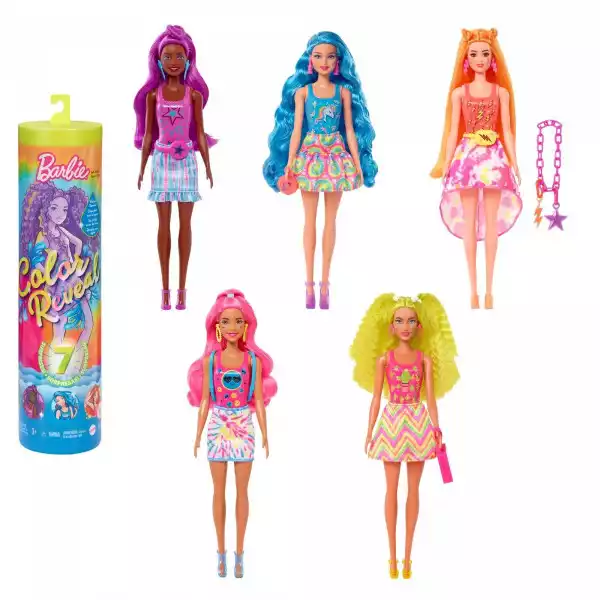 Mattel Lalka Barbie Color Reveal Lalka Neon Tie-Dye