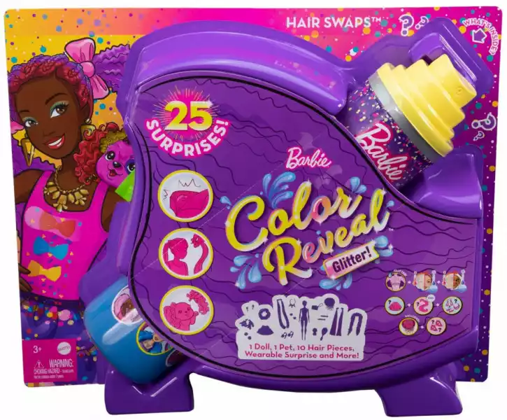 Mattel Lalka Barbie Color Reveal Imprezowe Stylizacje Fioletowe Włosy