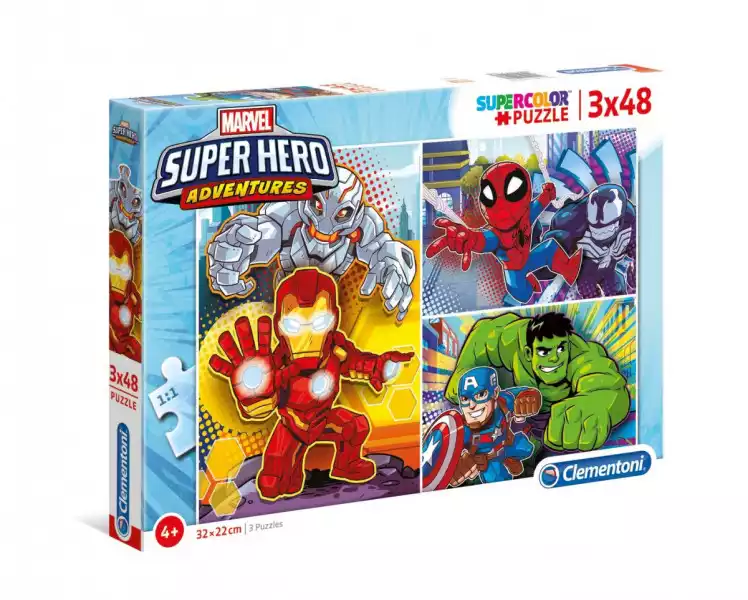 Clementoni Puzzle 3X48 Elemetów Super Kolor Superhero