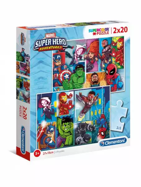 Clementoni Puzzle 2 X 20 Elementów Super Kolor Marvel Superbohaterowie