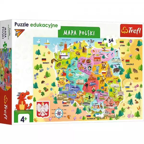 Trefl Puzzle 54 Elementów Edukacyjne Mapa Polski