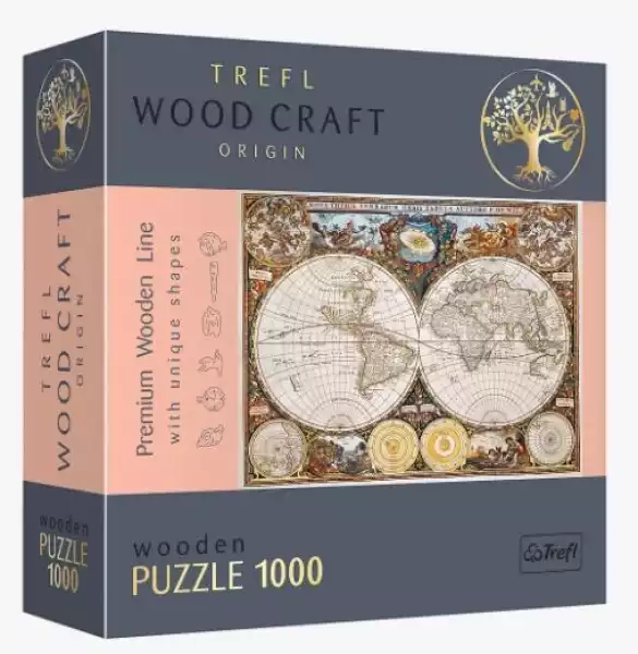 Trefl Puzzle Drewniane 1000 Elementów Antyczna Mapa Świata