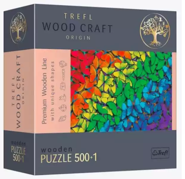 Trefl Puzzle Drewniane 500 Elementów Tęczowe Motyle