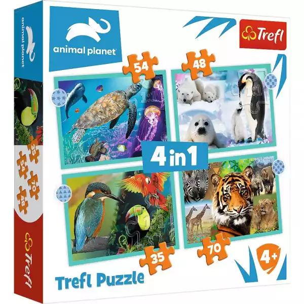 Trefl Puzzle 4W1 Tajemniczy Świat Zwierząt
