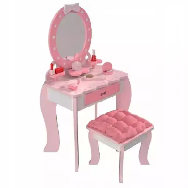 Toaletka Dziecięca Różowa Z Lustrem Drewniana