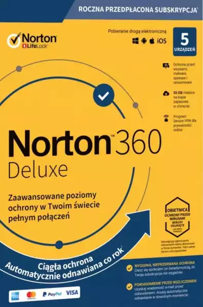 Norton 360 Deluxe 5 Pc 1 Rok +50 Gb +Secure Vpn