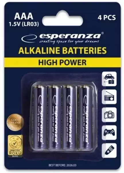 Baterie Alkaliczne Lr03 Aaa X4 1.5V 4 Szt. Blister