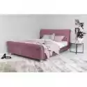 Łóżko Pikowane Ze Stelażem Sugar 160X200 Różowe Welurowe Glamour