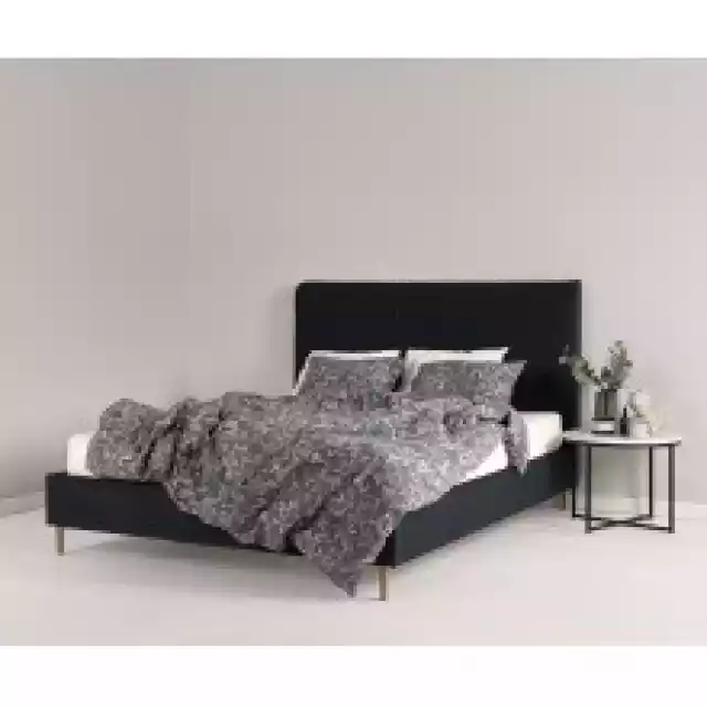 Łóżko Lamelowe Tapicerowane Ze Stelażem Harmony 180X200 Czarne W