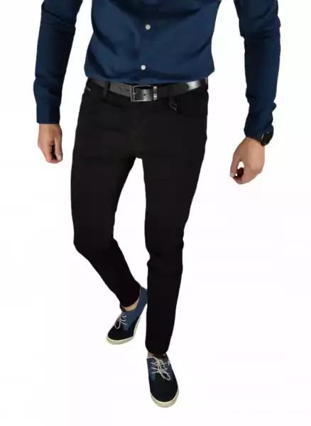 Casualowe Czarne Spodnie Slim Msa05 W36