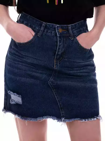 Spódnica Damska Jeansowa Przetarcia Mini Blue M