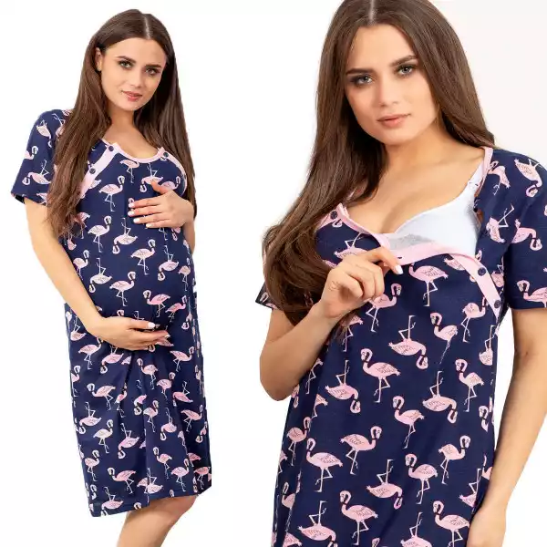 Koszula Nocna Piżama Ciążowa Porodu Karmienia Xl