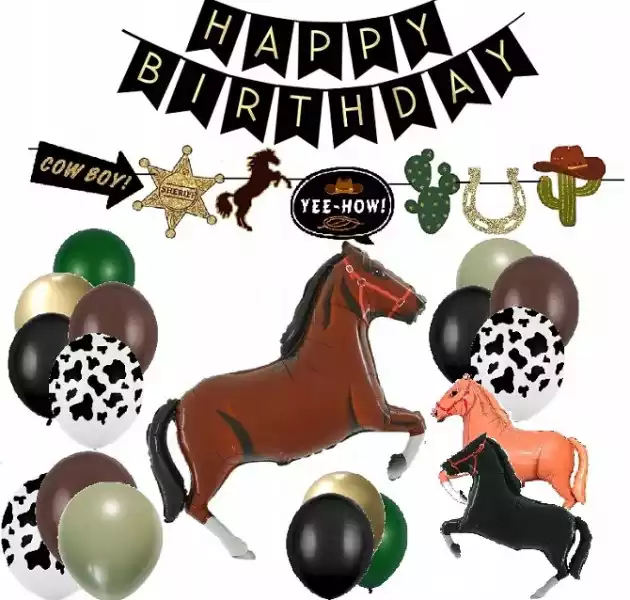 Balony Zestaw Na Kowbojskie Urodziny Farma Konie