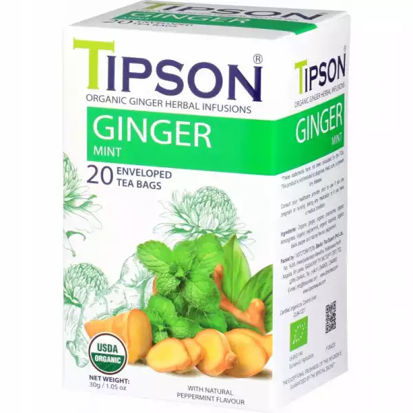 Tipson Organic Ginger Mint Herbata Ziołowa Mięta