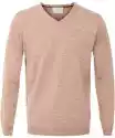 Sweter / Pulower V-Neck Z Wełny Z Merynosów Beżowy S