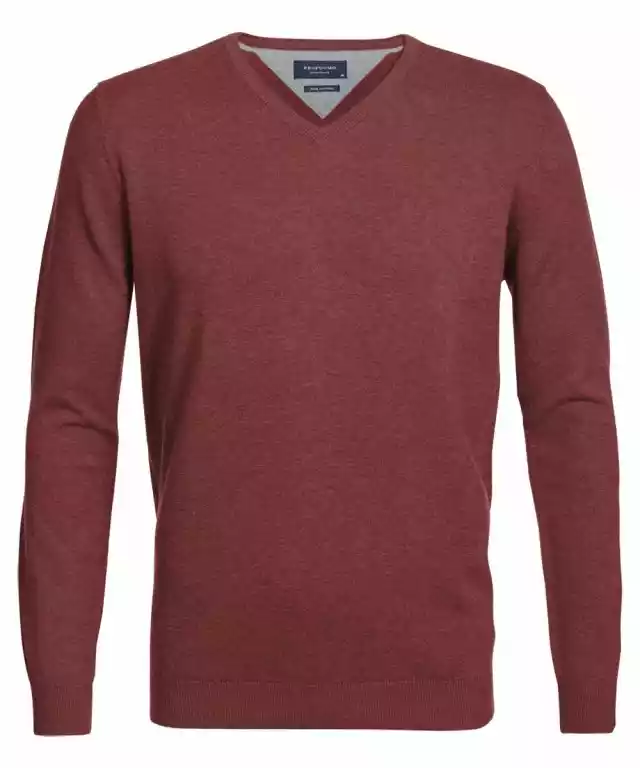 Rdzawy Sweter / Pulower V-Neck Z Bawełny Pima  S