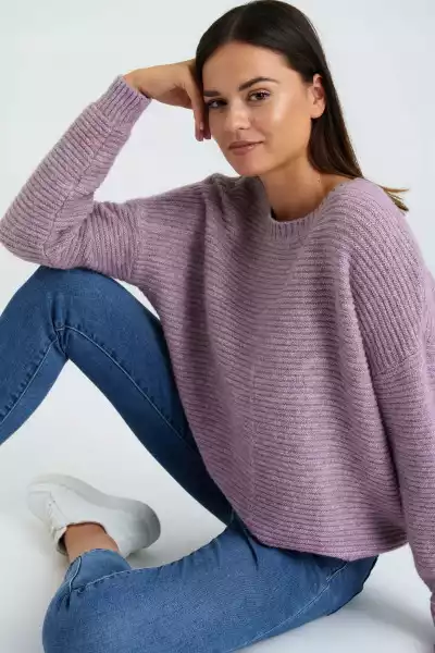 Sweter Z Miękkiej Dzianiny, Fiolet L Greenpoint