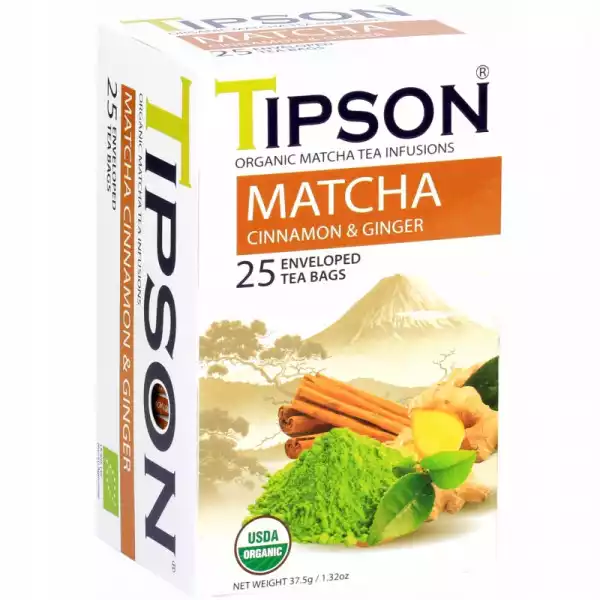 Tipson Matcha Cinnamon Ginger Herbata Zielona Bio