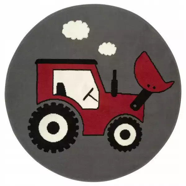 Śr. 140 Cm Okrągły Dywan Z Czerwonym Traktor