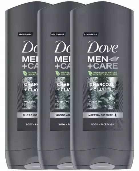 Dove Men Care Charcoal Clay Żel Prysznic 3 X 400Ml