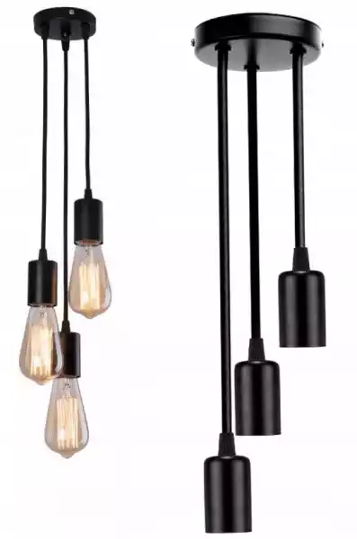 Lampa Sufitowa Wisząca Zwis Edison Loft 3X E27