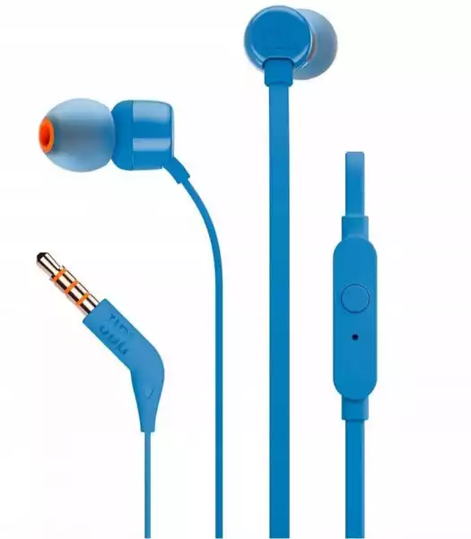 Słuchawki Douszne Jbl T110 Niebieskie Z Mikrofonem
