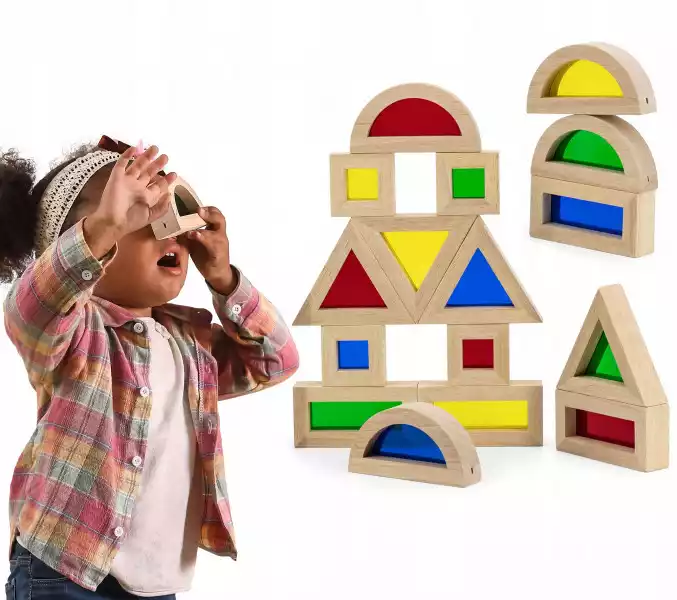 Viga Klocki Xxl Duże Drewniane Lustro Montessori