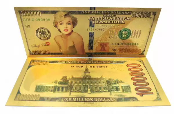 Marylin Monroe Pozłacany Banknot 1000000 Dolarów