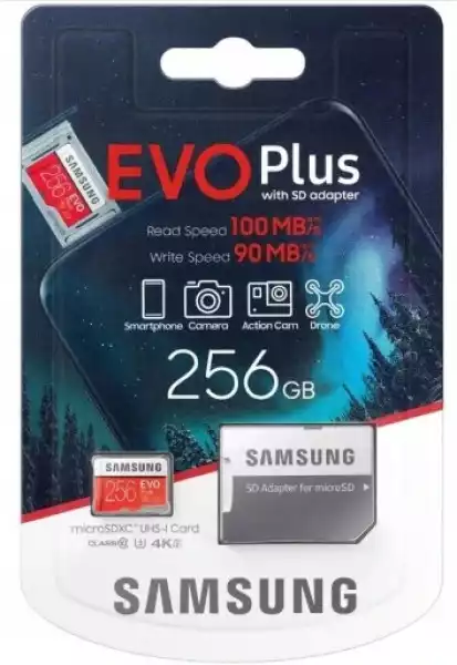Karta Pamięci Samsung Evo+ 256Gb Micro Sd 100Mb/s