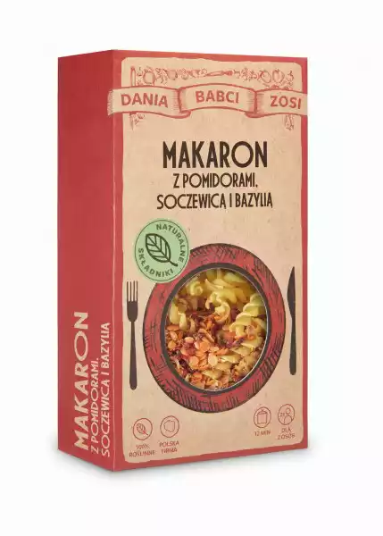 Dania Babci Zosi Makaron Pomidor Soczewica Bazylia