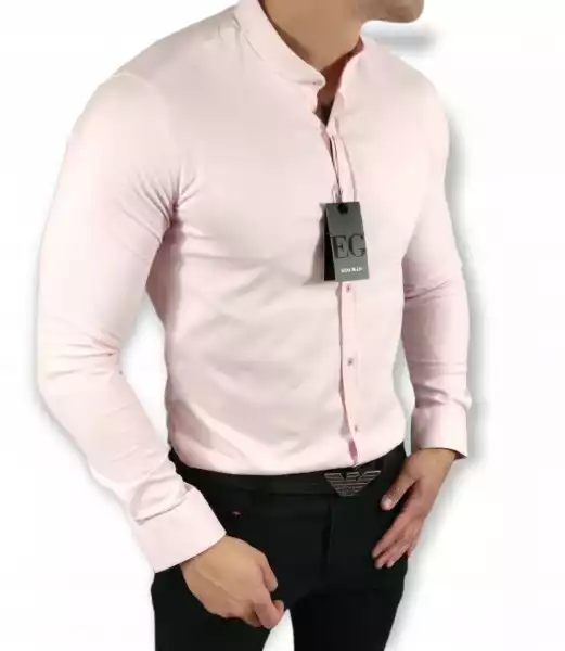 Koszula Slim Fit Ze Stójką Różowa Ego01 4Xl