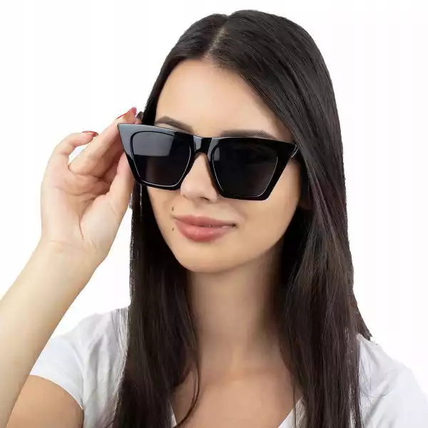 Okulary Damskie Przeciwsłoneczne Czarne Retro