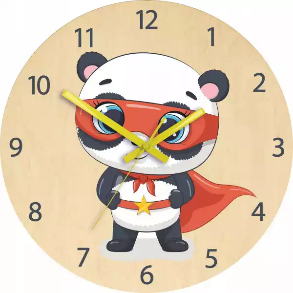 Zegar Na Ścianę Ścienny Cichy Panda Bohater 30 Cm
